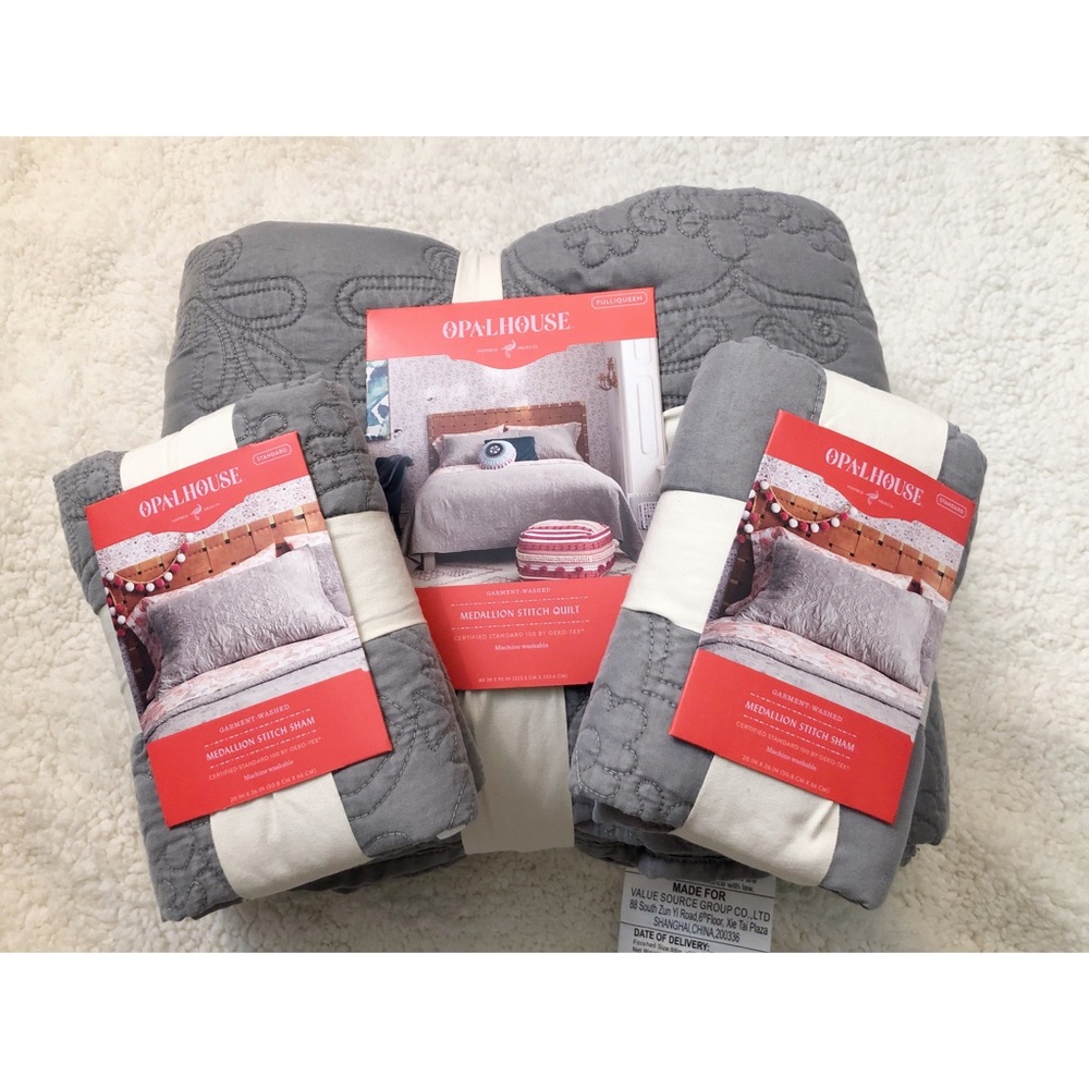 NWT Opalhouse Gray Full/Queen Quilt & Shams